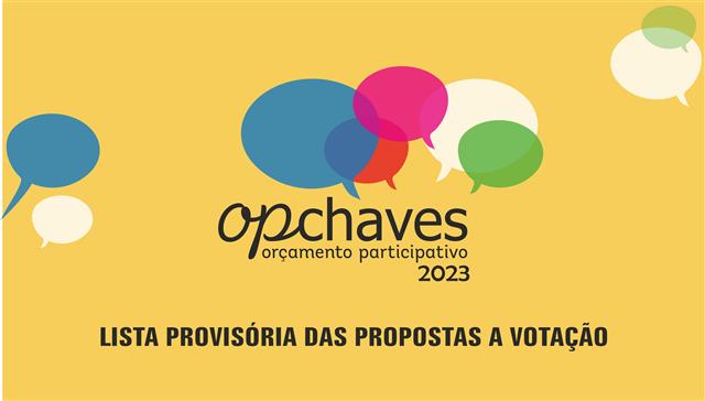 Lista provisória das Propostas a submeter a votação - OP Chaves 2023